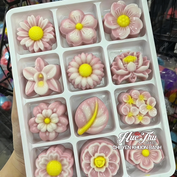 Hộp Nhựa Đế Trắng 12 Ô 5.3cm HC15 (10/50 hộp) Đựng Rau Câu, Bánh Mini, Xôi, Cup Set Tiện Dụng