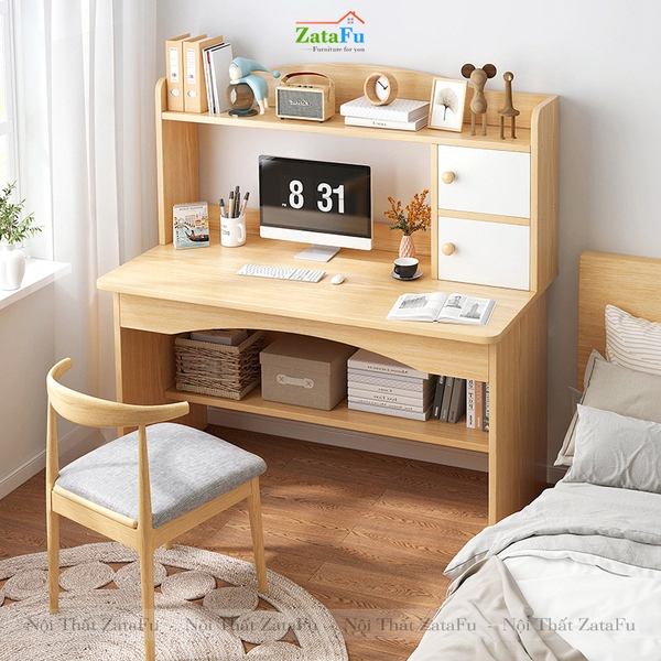 bàn học gỗ có kệ sách