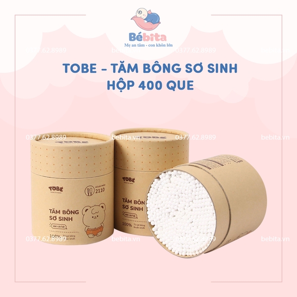 TOBE -TĂM BÔNG SƠ SINH HỘP 400 QUE