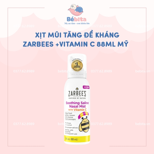 XỊT MŨI TĂNG ĐỀ KHÁNG ZARBEES +VITAMIN C 88ML MỸ