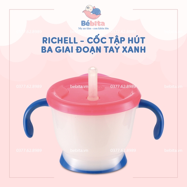 RICHELL - CỐC TẬP HÚT BA GIAI ĐOẠN TAY XANH