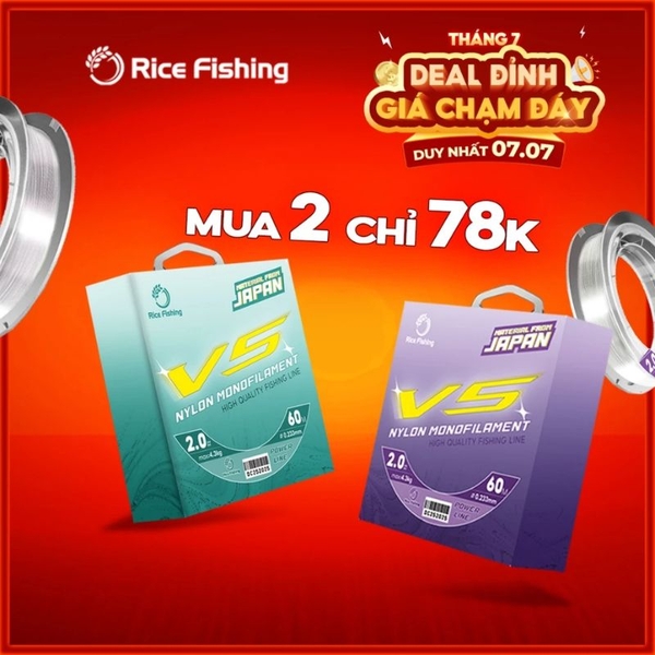 Cuộn 60m dây câu cá V5 DC-25 cước trục, cước thẻo Rice Fishing