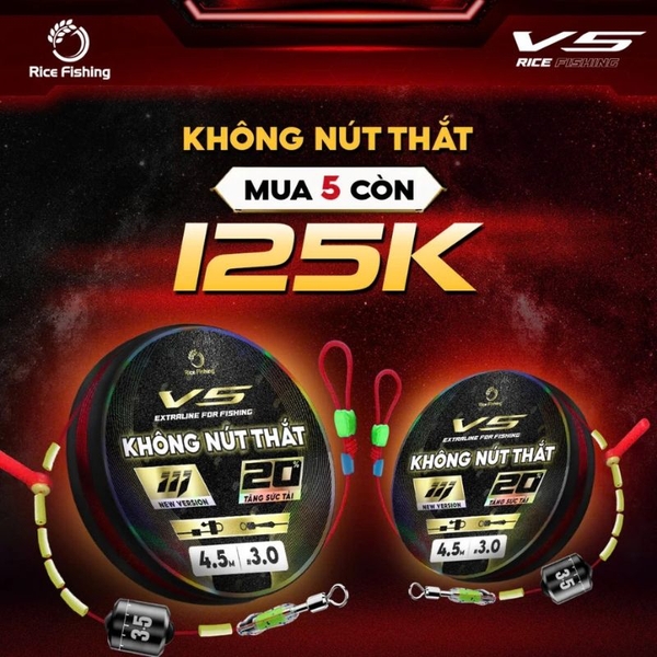 Trục câu không nút thắt V5 DC-26 RICE FISHING tăng sức tải phiên bản 2025
