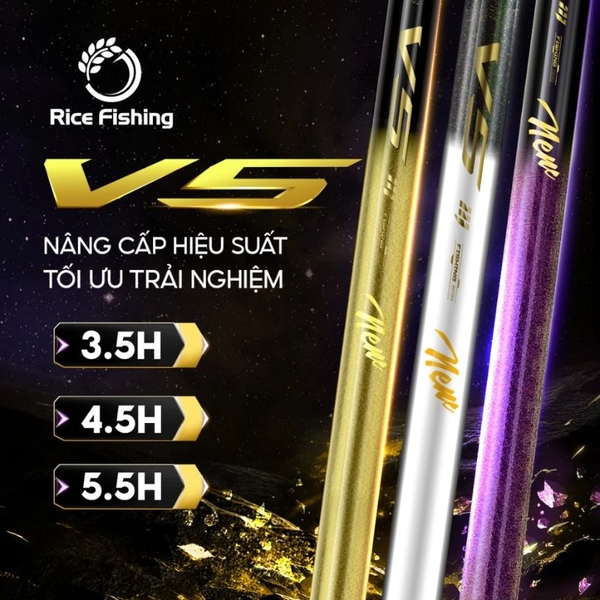 Cần Câu Đài V5 CC-40 3,5H Thế hệ 3 Rice Fishing Carbon 30T & 40T Phiên Bản Mới 2025