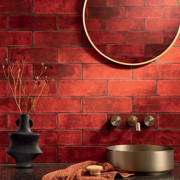 Gạch thẻ đỏ ốp tường trang trí nội, ngoại thất đẹp - điểm nhấn ấn tượng cho không gian sống