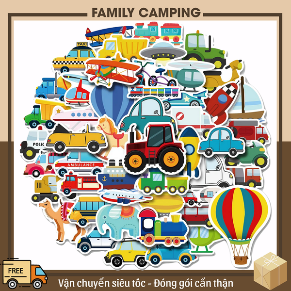50 hình dán Sticker khối xây dựng máy xúc tự tạo Kiến thức trẻ em mẫu giáo phần thưởng trò chơi giao thông...