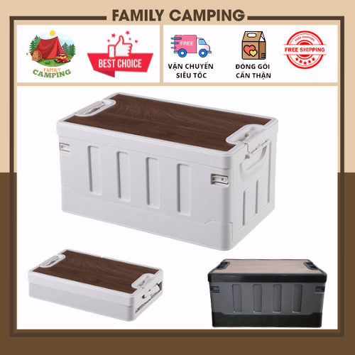 Thùng đựng đồ mặt gỗ gấp gọn, thùng đựng đồ xe ôtô, hộp đựng đồ gấp gọn đa năng gia đình văn phòng cắm trại R-7541