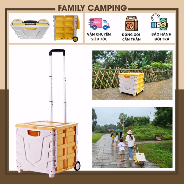 Thùng đựng đồ gấp gọn có bánh xe tay kéo đa năng để cốp ô tô đi siêu thị di chuyển đồ nặng kiểu dáng hiện đại