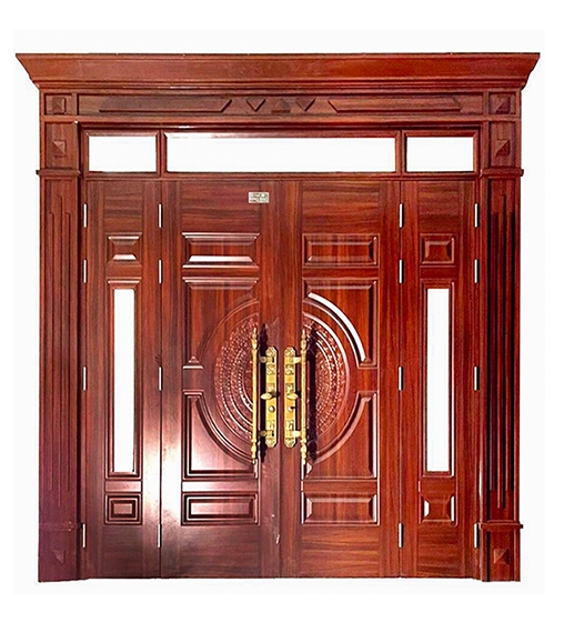 Cửa thép vân gỗ 4 cánh huỳnh trống đồng Phào Luxury | Bảo Ngọc Doors