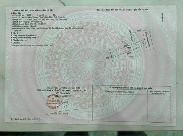 Bán Đất Ấp Bình Hữu 1 Xã Đức Hòa Thượng