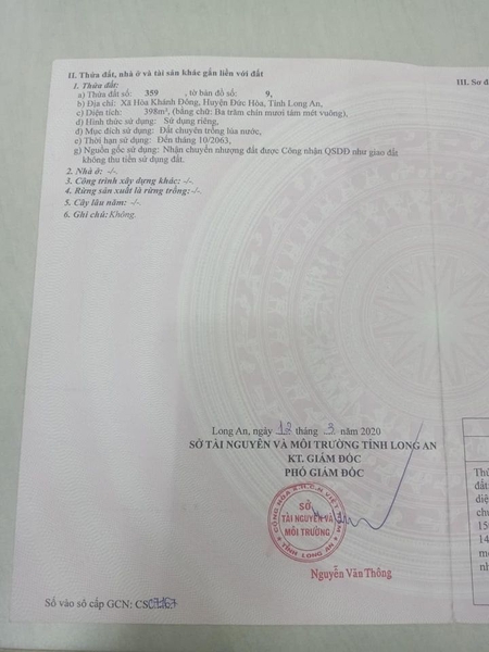 bán đất ấp bình lợi xã hòa khánh đông