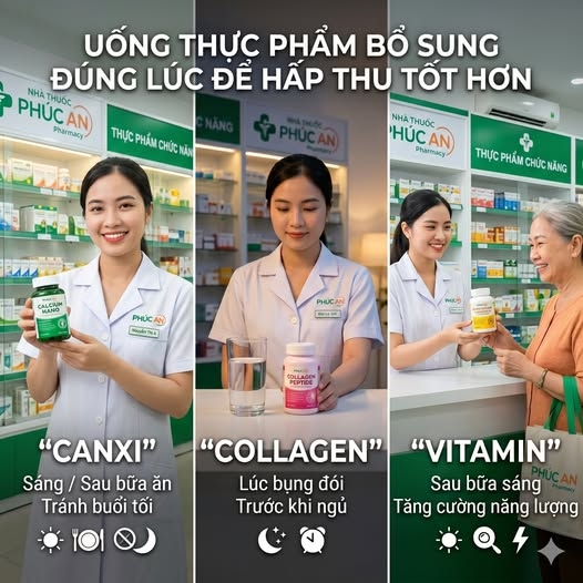 Canxi uống sáng hay tối? Collagen uống lúc bụng đói được không?
