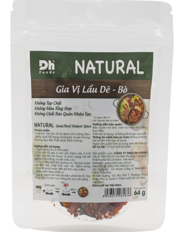 GIA VỊ LẨU DÊ BÒ DH FOODS GÓI 64G
