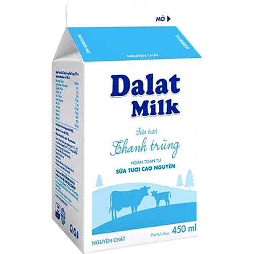SỮA TƯƠI THANH TRÙNG KHÔNG ĐƯỜNG DALAT MILK HỘP 450ML