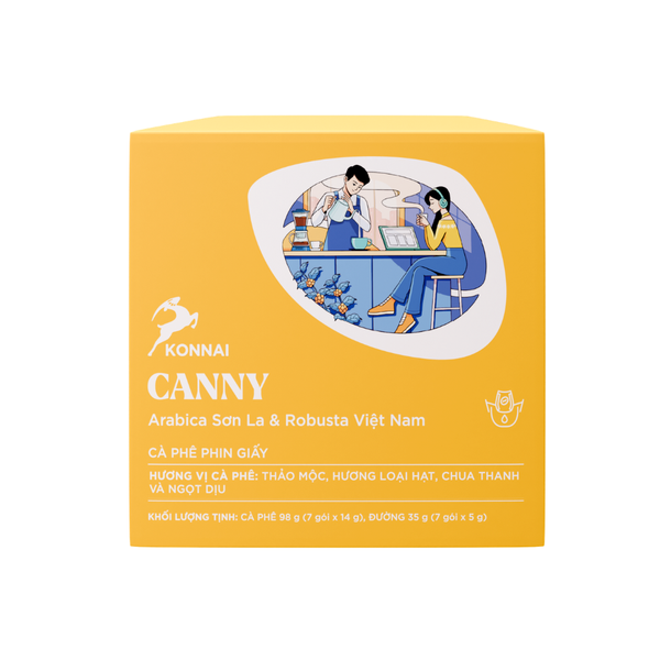 CANNY - Cà phê phin giấy Robusta Tây Nguyên Arabica Sơn La nguyên chất hộp 7 gói pha nhanh đậm đà hậu vị ngọt CANNY Konnai Coffee