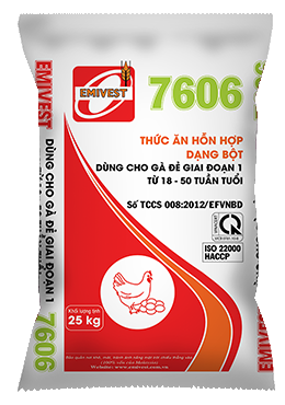 7606 Thức ăn HH dùng cho Gà đẻ giai đoạn 1 từ 18 - 50 tuần tuổi 17%