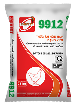 9912S Thức ăn HH cho Gà thịt 22ngày - xuất chuồng  16,5%