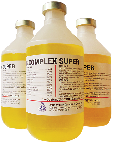 B COMPLEX SUPER 500ML Thuốc dung dịch tiêm bổ sung vitamin,bồi dưỡng cho gia súc, gia cầm