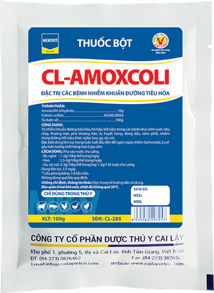 CL AMOXCOLI Thuốc bột đặc trị các bệnh nhiễm khuẩn đường tiêu hoá