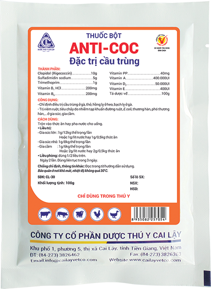 ANTICOC 100G Thuốc bột Đặc trị cầu trùng