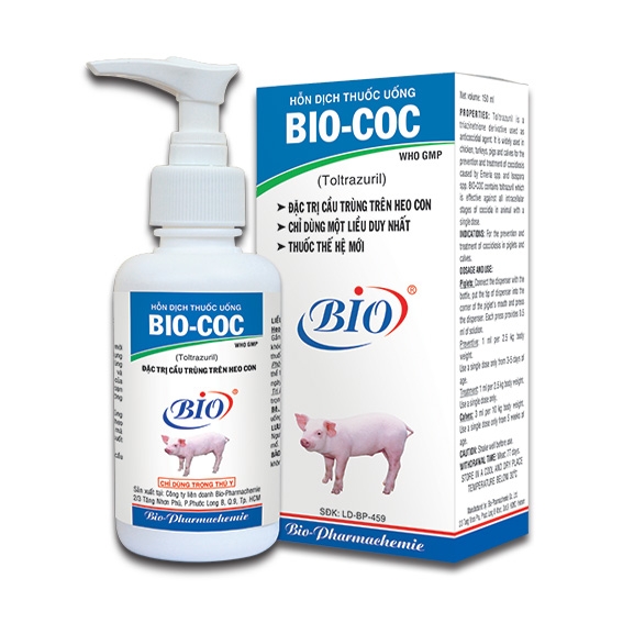 BIO COC 10ml Hỗn dịch thuốc uống đặc trị cầu trùng trên heo con, thuốc thế hệ mới
