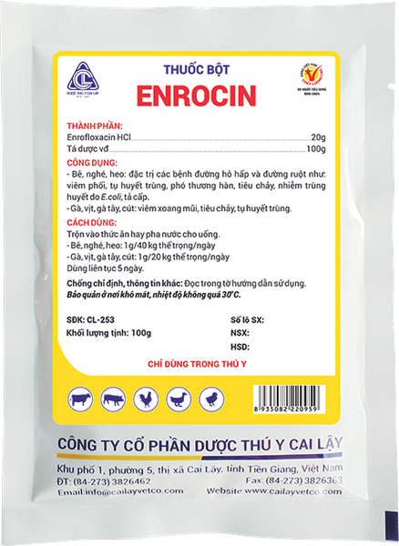 ENROCIN 100G Thuốc bột trị các bệnh đường hô hấp và đường ruột