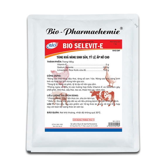 BIO SELEVIT E 100G Thuốc bột trộn thức ăn tăng khả năng sinh sản tỉ lệ ấp nở cao