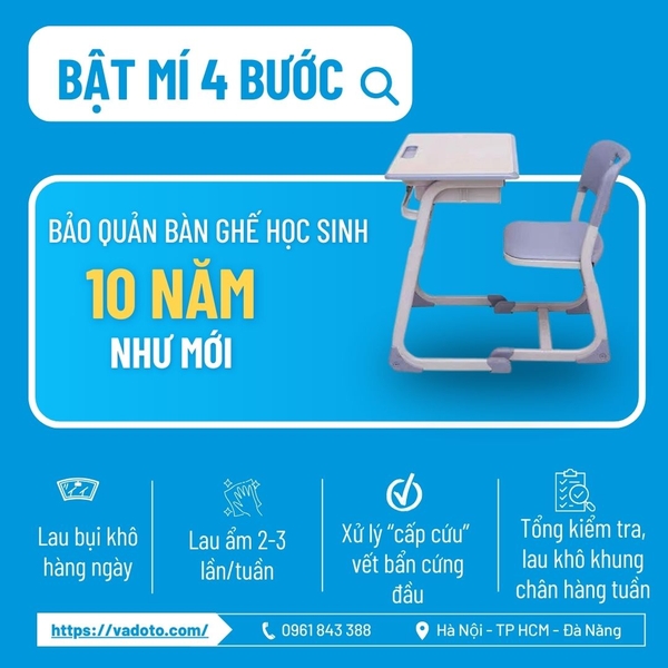 Tuân thủ 4 bước vệ sinh bàn ghế đạt chuẩn