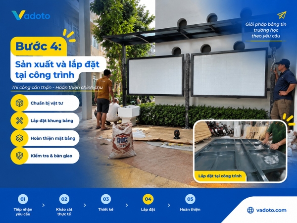Tiến hành lắp đặt bảng tin tại Greenfield School