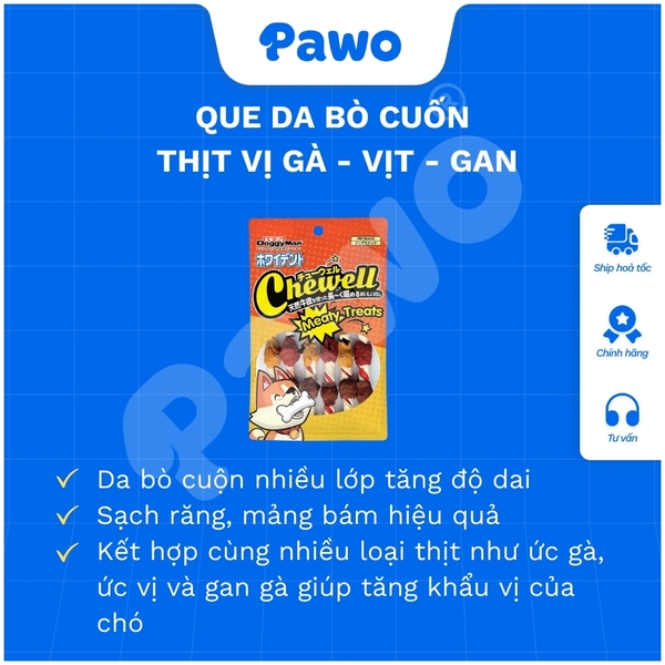 Snack Và Que Gặm Doggyman  Da Bò, Gà Nhiều Loại PAWO
