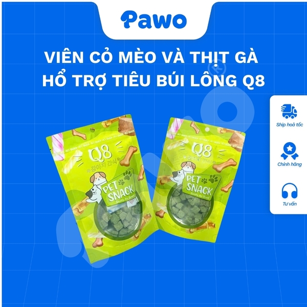 Viên cỏ mèo và thịt gà hổ trợ tiêu búi lông Q8 - PAWO