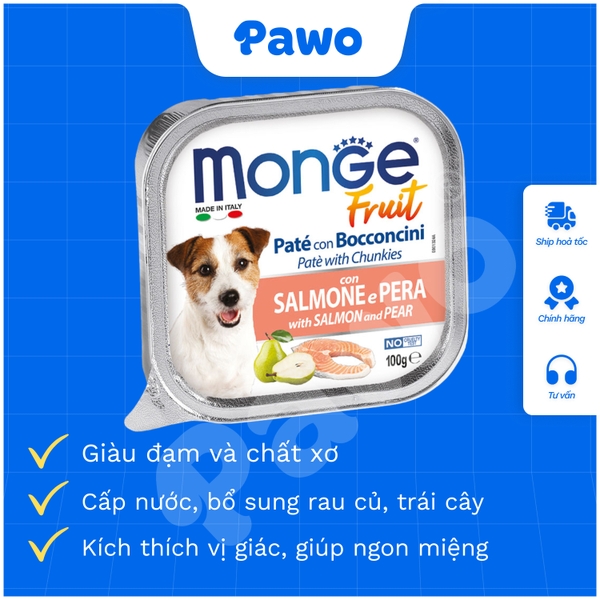 Pate Monge Fresh, Fruit cho chó nhiều vị - hộp 100gr PAWO