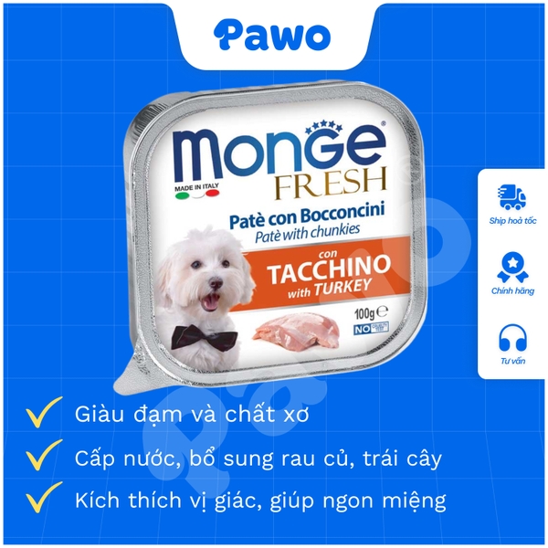 Pate Monge Fresh, Fruit cho chó nhiều vị - hộp 100gr PAWO