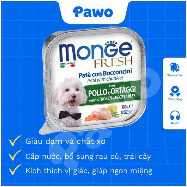 Pate Monge Fresh, Fruit cho chó nhiều vị - hộp 100gr PAWO