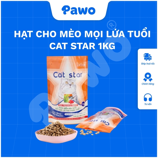 Hạt Mèo CAT STAR 1KG - Cho Mọi Lứa Tuổi PAWO