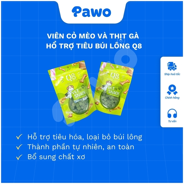 Viên cỏ mèo và thịt gà hổ trợ tiêu búi lông Q8 - PAWO