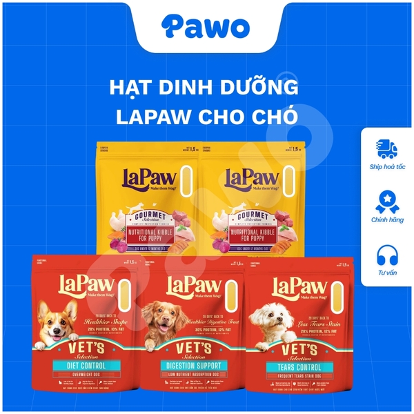 LaPaw Hạt dinh dưỡng chuyên biệt dành cho chó con và chó trưởng thành túi 1,5KG PAWO