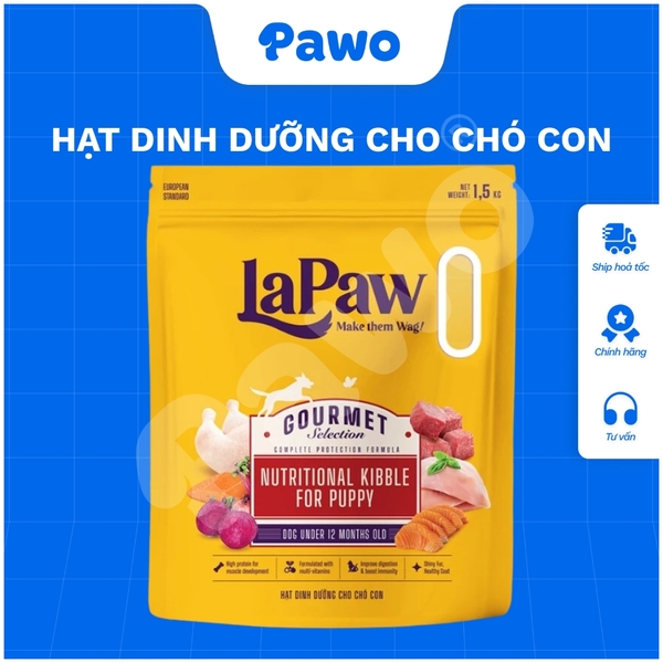 LaPaw Hạt dinh dưỡng chuyên biệt dành cho chó con và chó trưởng thành túi 1,5KG PAWO