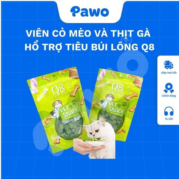 Viên cỏ mèo và thịt gà hổ trợ tiêu búi lông Q8 - PAWO