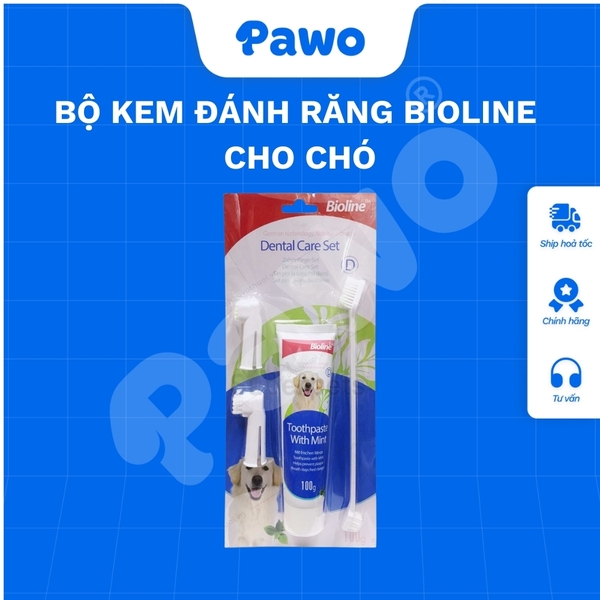 Bộ kem đánh răng cho chó Bioline PAWO