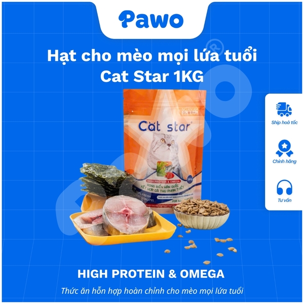Hạt Mèo CAT STAR 1KG - Cho Mọi Lứa Tuổi PAWO