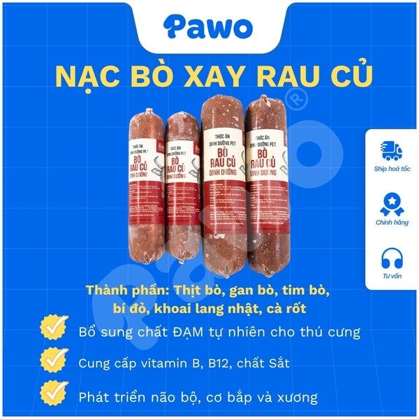 Thức Ăn Chó Mèo - Thịt Xay Rau Củ 800g - RAW FOOD - HG PetFood - PAWO