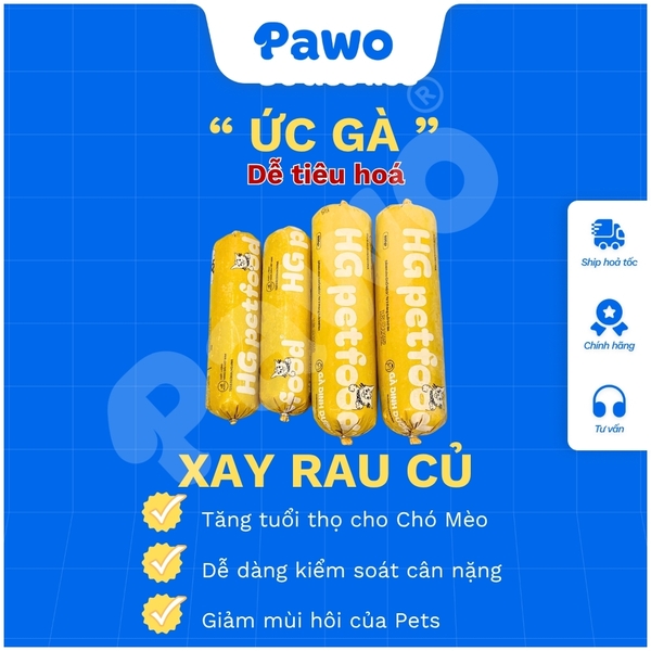 Thức Ăn Chó Mèo - Thịt Xay Rau Củ 800g - RAW FOOD - HG PetFood - PAWO