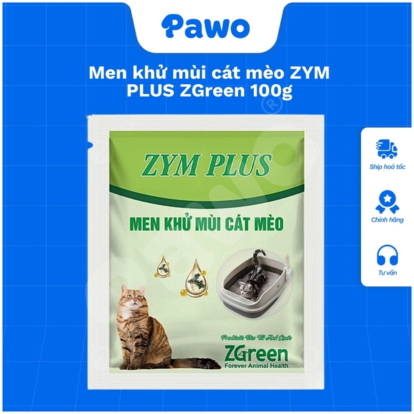 Men khử mùi cát mèo ZYM PLUS ZGreen 100g PAWO