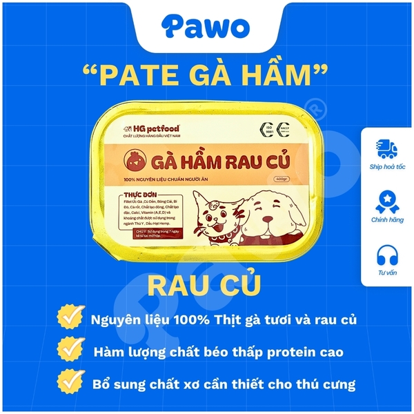 Thức Ăn Chó Mèo - Pate Tươi Xay Rau Củ - HG PetFood - PAWO