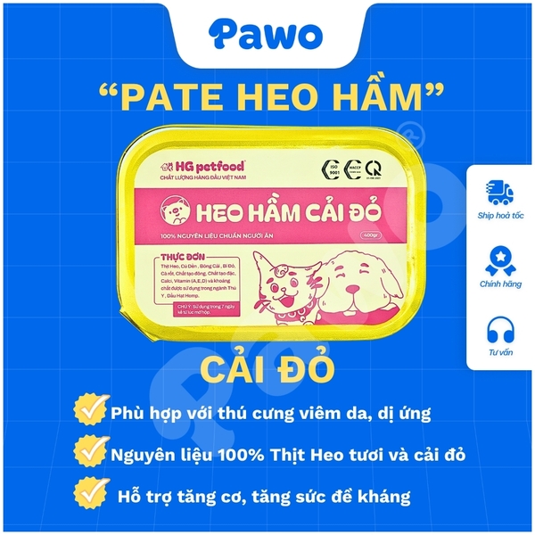 Thức Ăn Chó Mèo - Pate Tươi Xay Rau Củ - HG PetFood - PAWO