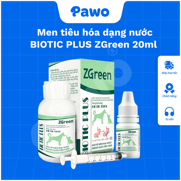 Men tiêu hóa dạng nước BIOTIC PLUS ZGreen 20ml PAWO