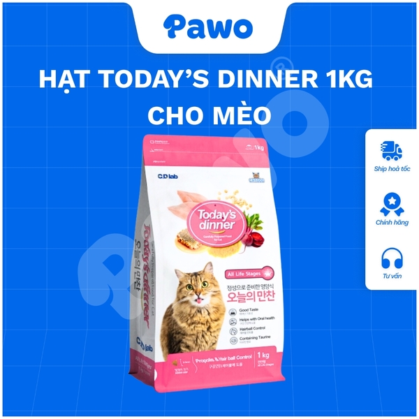 Hạt Cho Mèo Today Dinner Túi 1kg Nguyên Seal - Dành cho mèo mọi lứa tuổi PAWO