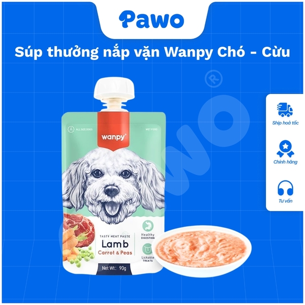 Súp thưởng nắp vặn Wanpy Chó - Cừu PAWO