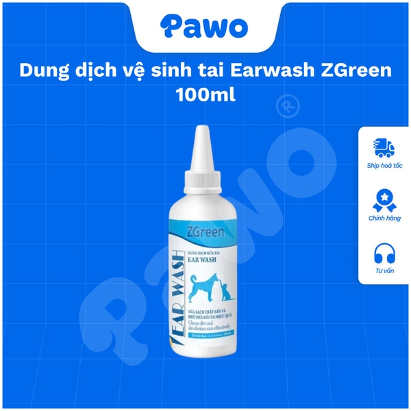 Dung dịch vệ sinh tai Earwash ZGreen 100ml PAWO